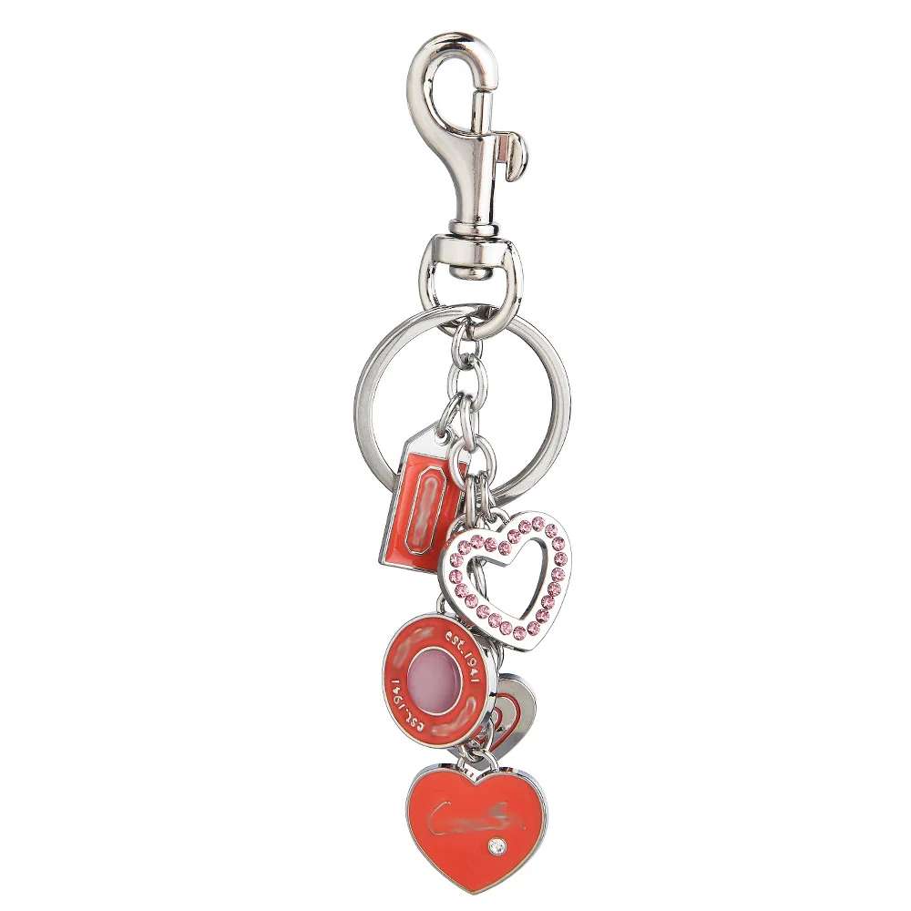 Portachiavi in pelle con fiori, corde a cuore verde, fibbie per borse, ciondoli, coppia portachiavi per auto in metallo, ciondoli per borse