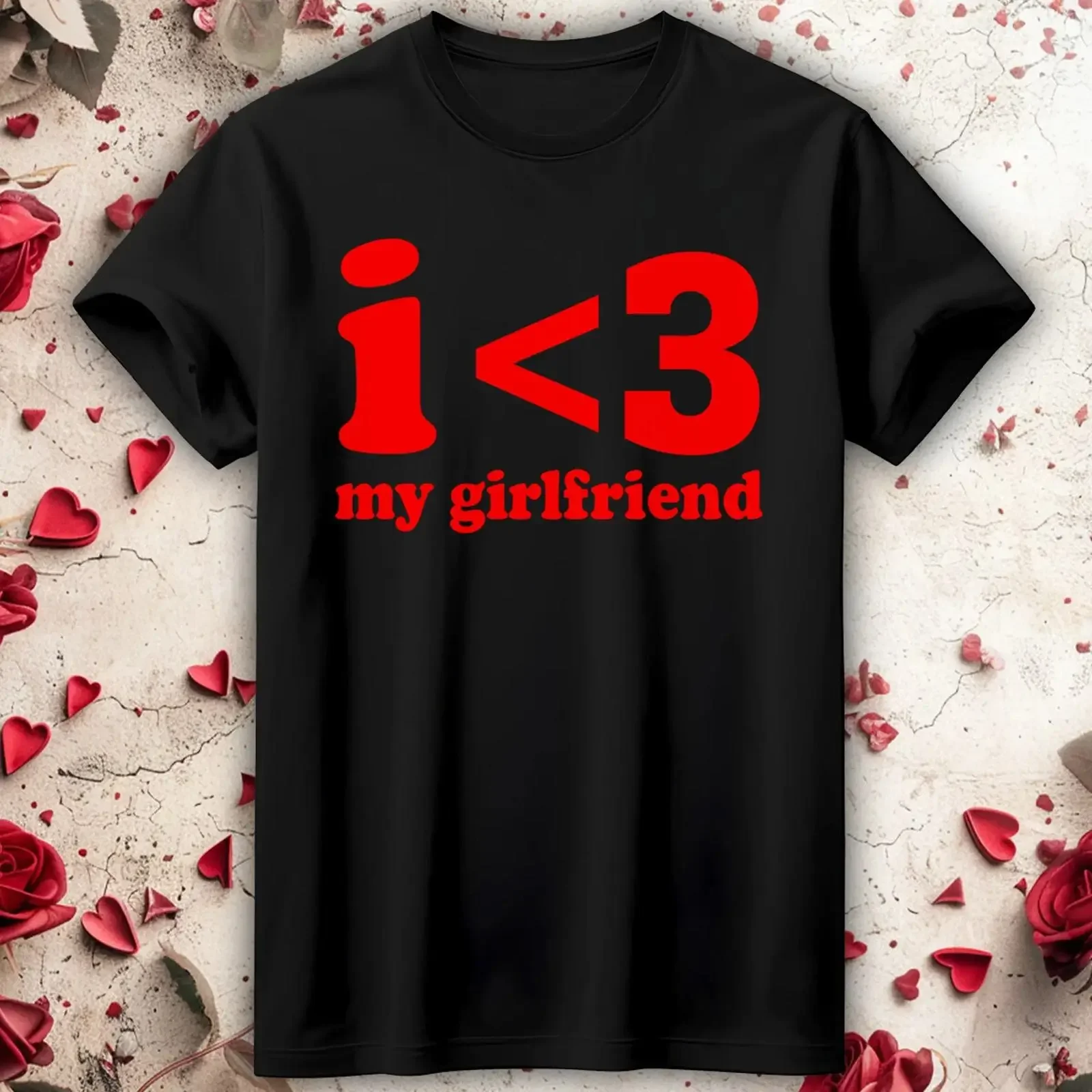Herren Valentinstag Outfit Ideen Ich liebe meine Freundin T Shirt Neuheit VD vintage Washed Casual Stylish Breathable