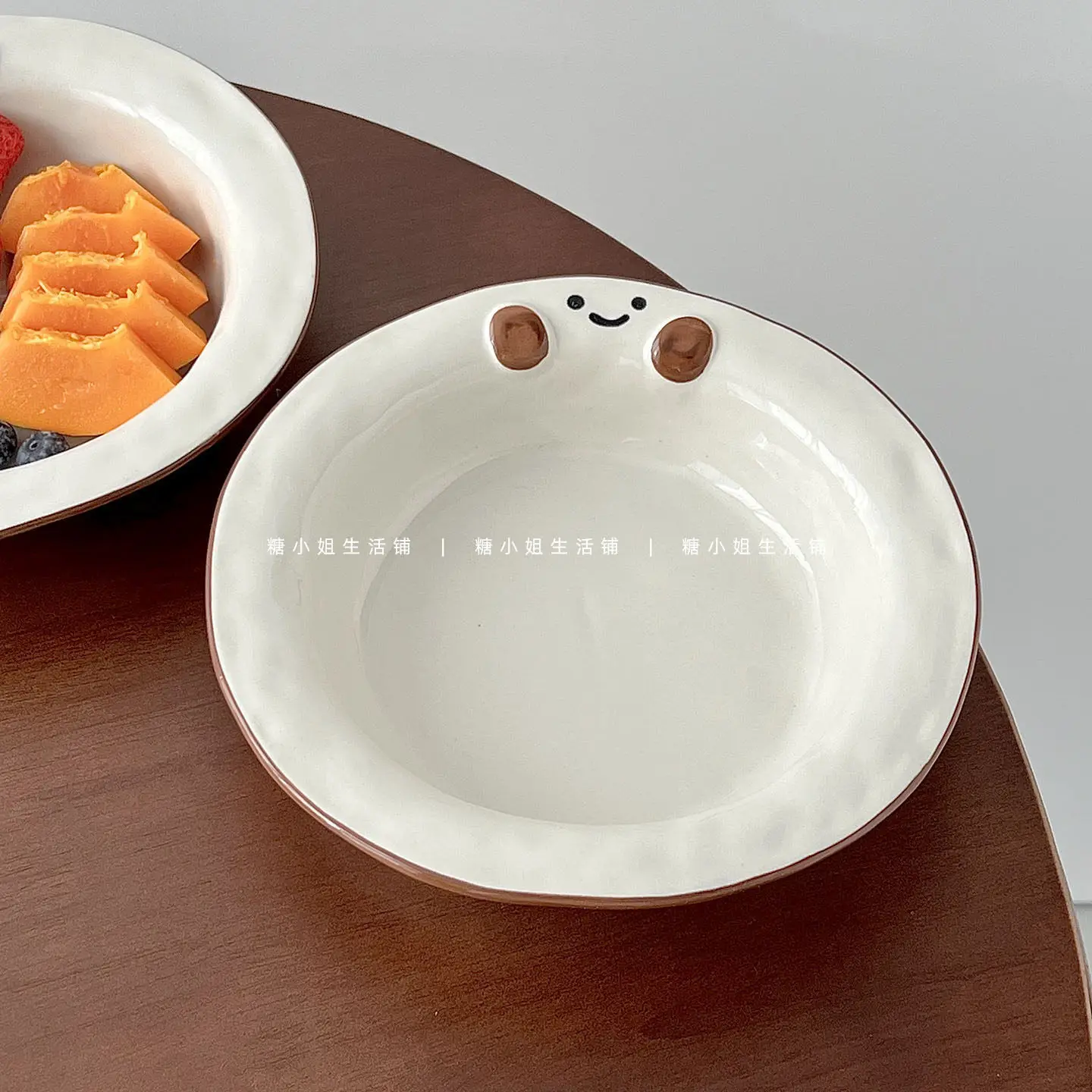 Korean Style Cute Dinner Plates Ins Household Glazed Colorful Ceramics Tableware Simple Patchwork Fruit Salad Deep Plate
