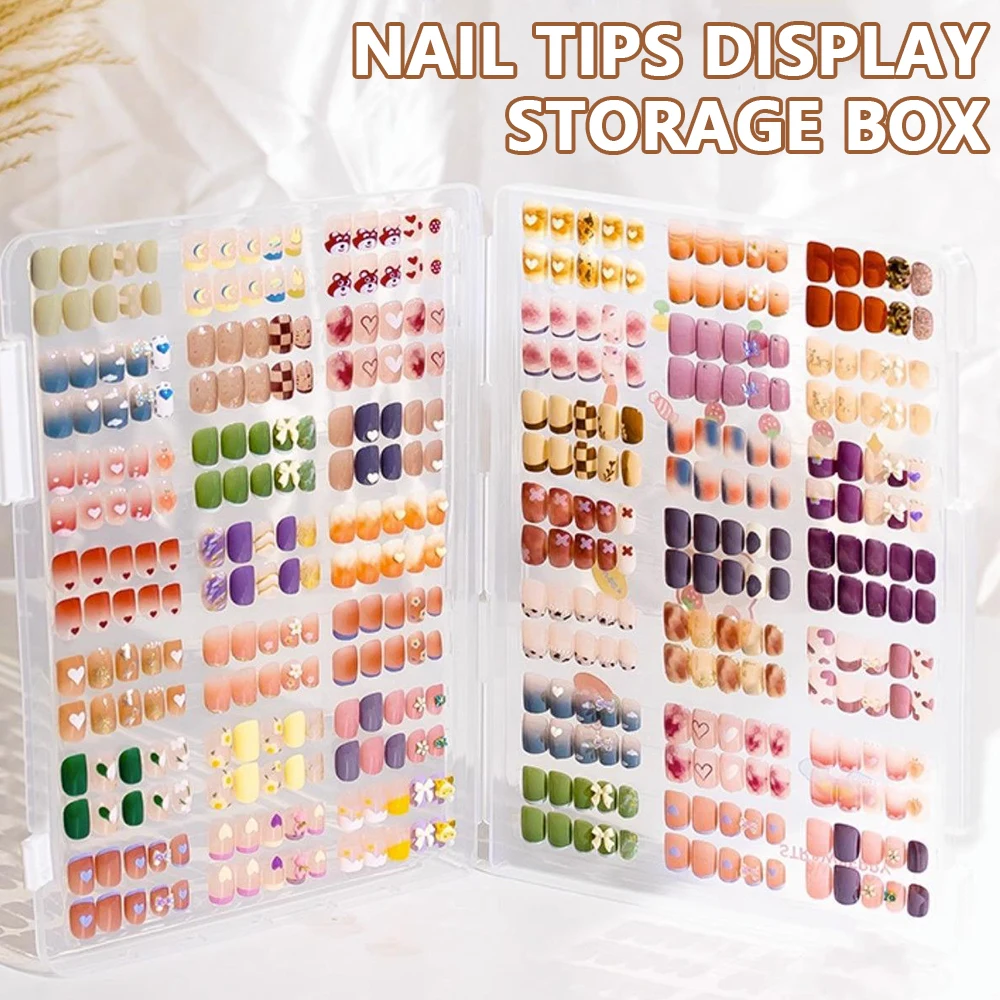 Transparent Can Hold 480Tablets Nail Tips Display Book Press On Nail Storage Box False Nails Collector Box Showing Tools 30*23cm