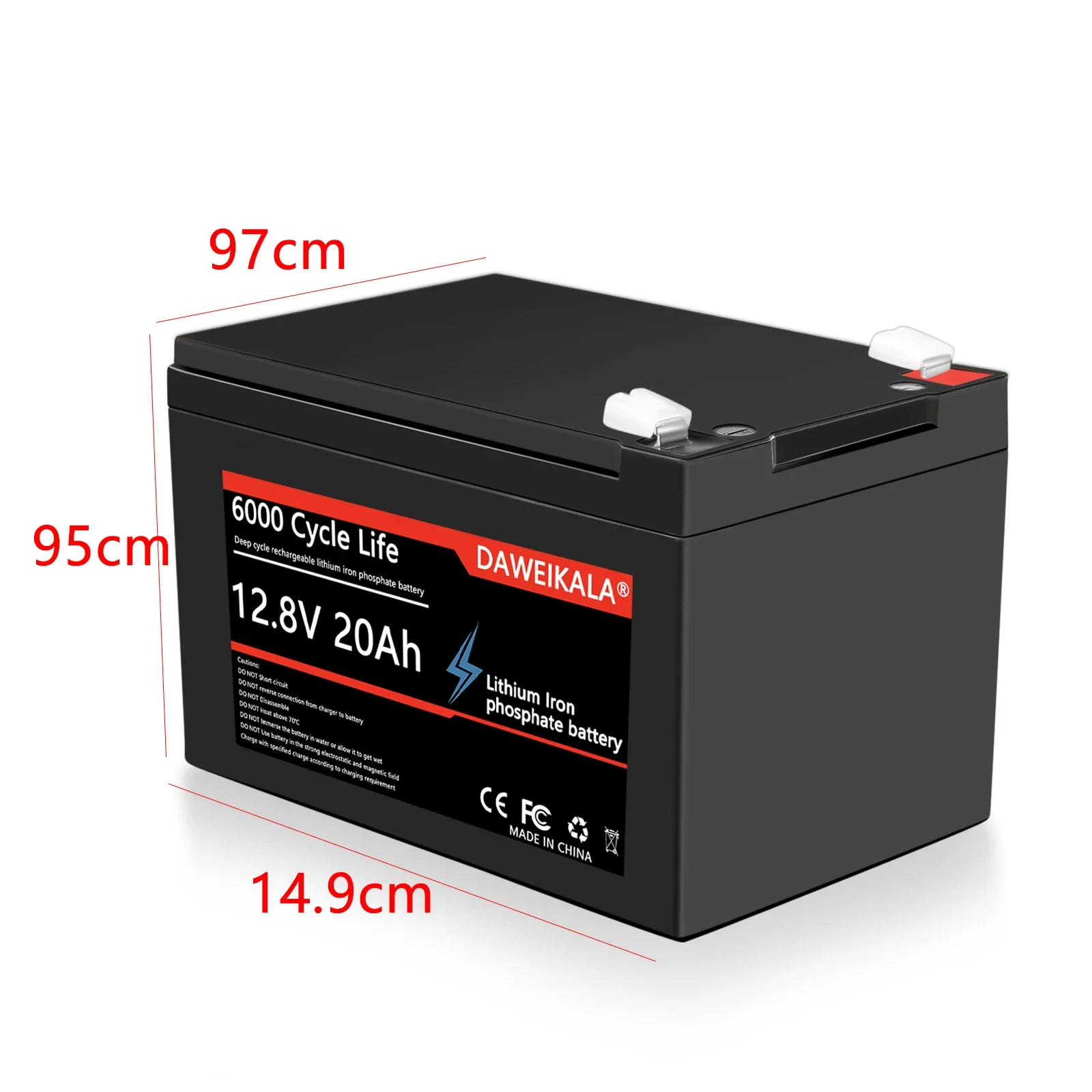 12V 20Ah Lithium Battery LiFePO4 DeepCycle Rechargeable Battery With 20A BMS For Solar Wind Power Marine Fish Finder Ride-on Toy