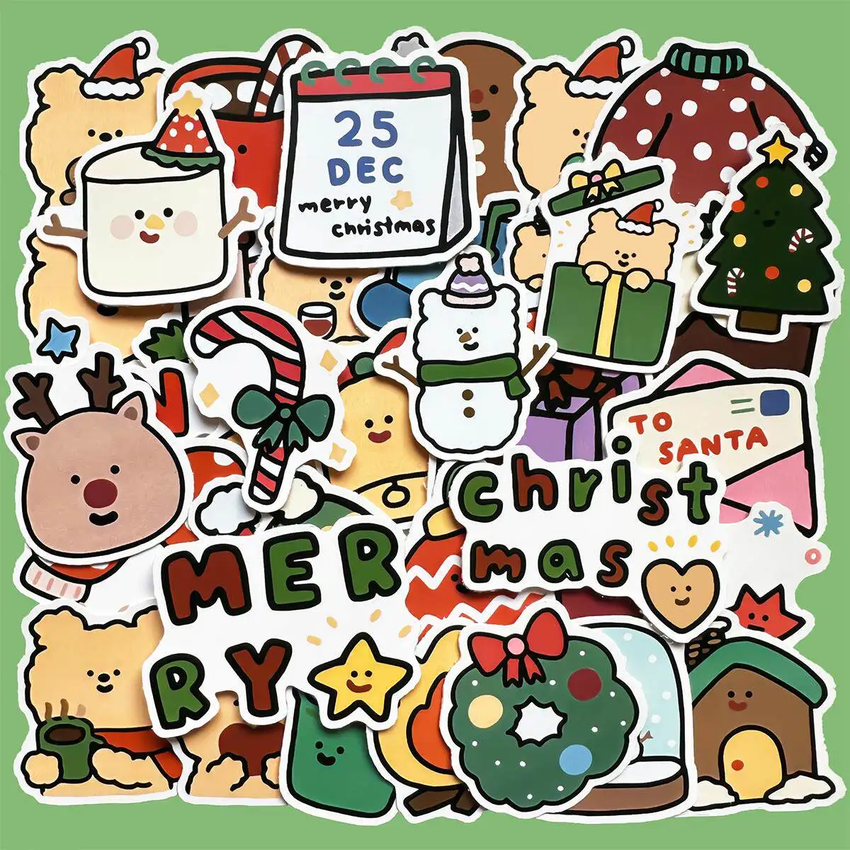

Cute Cartoon Christmas Little Bear Decorative Stickers Journal Planner Material for DIY Phone Case Notebook Scrapbook