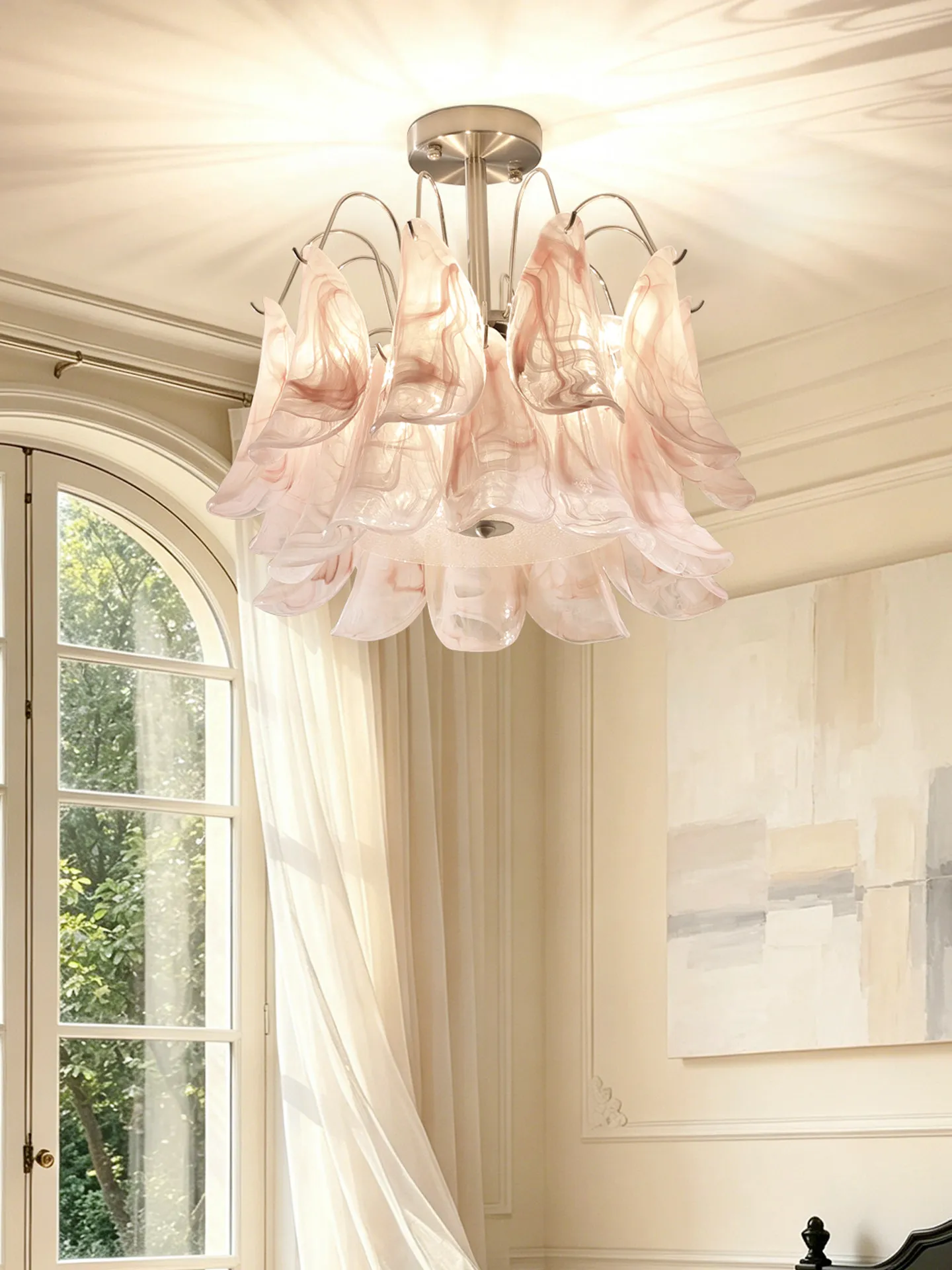 Murano French medieval style Nanyang glass chandelier bedroom light restaurant creative art lighting high-end main light