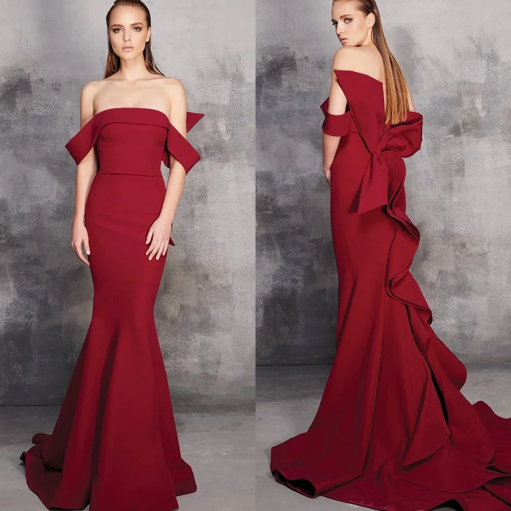 

Customized Sizes Available Jersey Bow Mermaid Off-the-shoulder Long Dresses Bespoke Occasion Dresses Modern Style