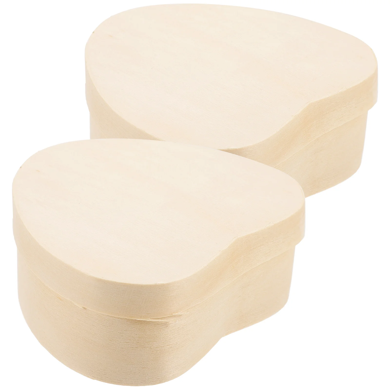 2Pcs Heart Shape Wood Boxes Unfinished Blank Natural Wood Jewelry Storage Boxes DIY Craft Jewelry Box Wooden Storage Box
