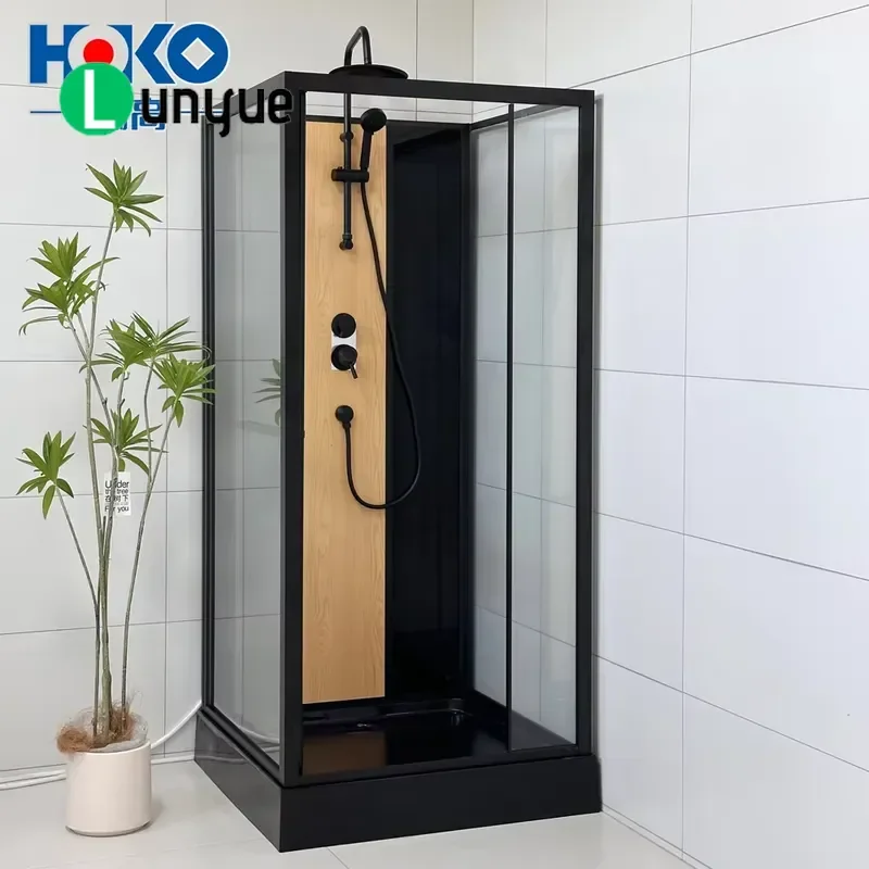 Luxury Modern Black Steam Room Glass Shower Door Sliding Frameless Tempered Glass Bathroom Enclosure for Contemporary Wet