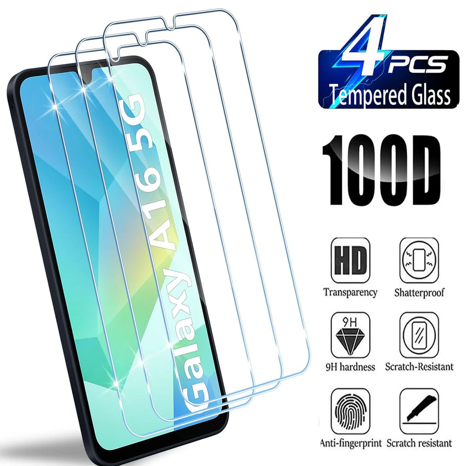 2/4 個 HD スクリーンプロテクター Samsung Galaxy A16 4G/A16 5G 強化ガラスフルカバー防爆保護