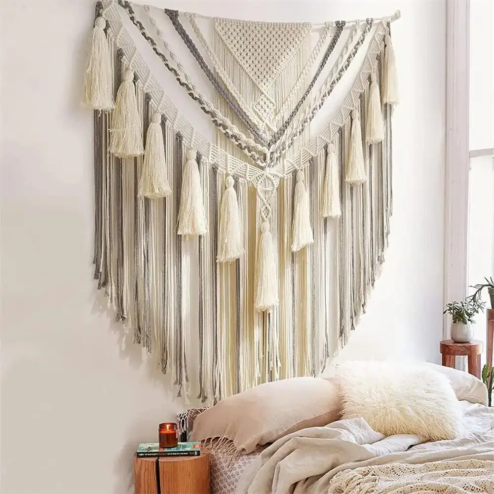 Macrame Tassel Pendant Tapestry Handmade Wall Hanging Tapestry Window Door Curtains Wedding Background Home Decoration