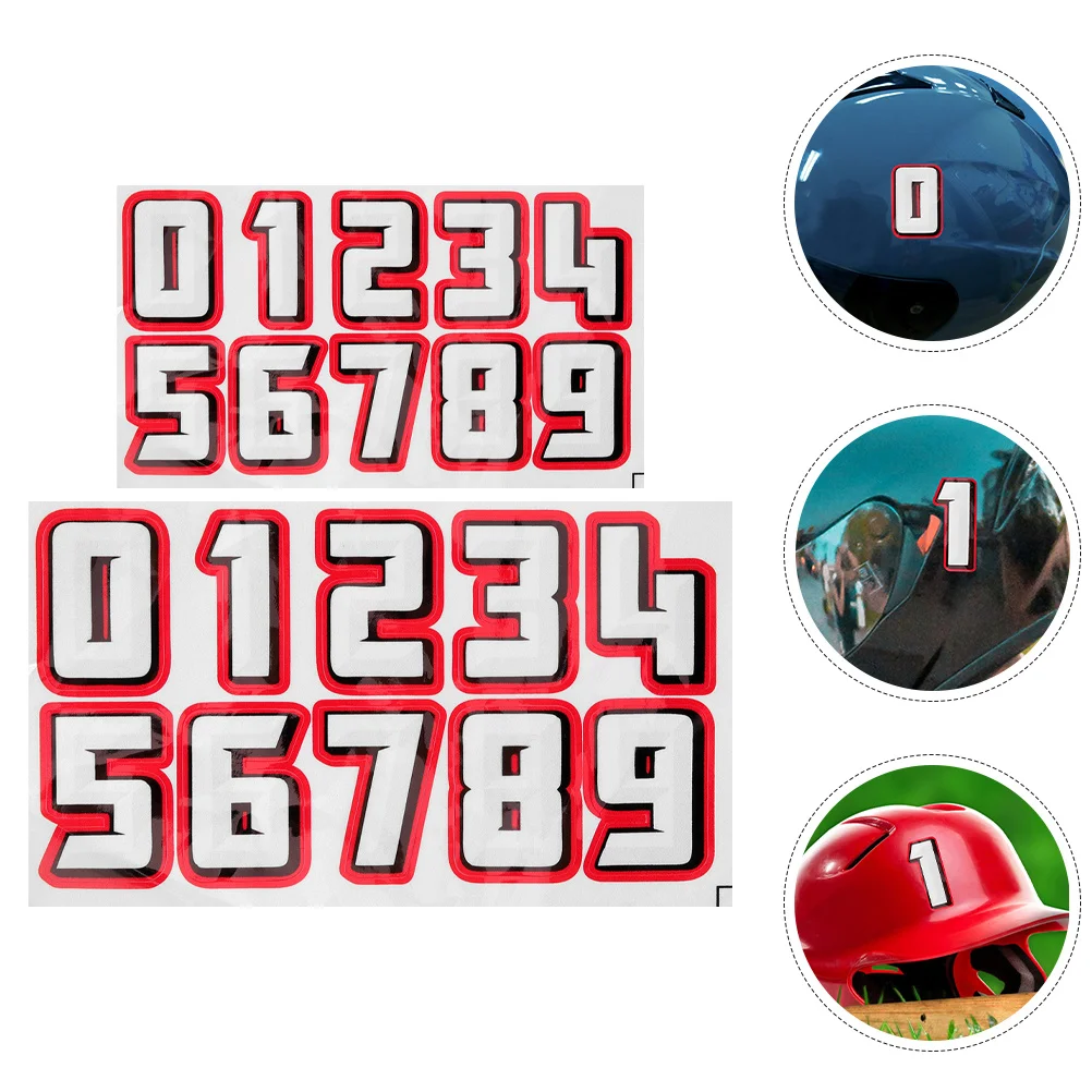 

2Sets Motorcycle Reflective Number Stickers Easy Apply Night Visibility Safety Gear Number Stickers Riding Decals