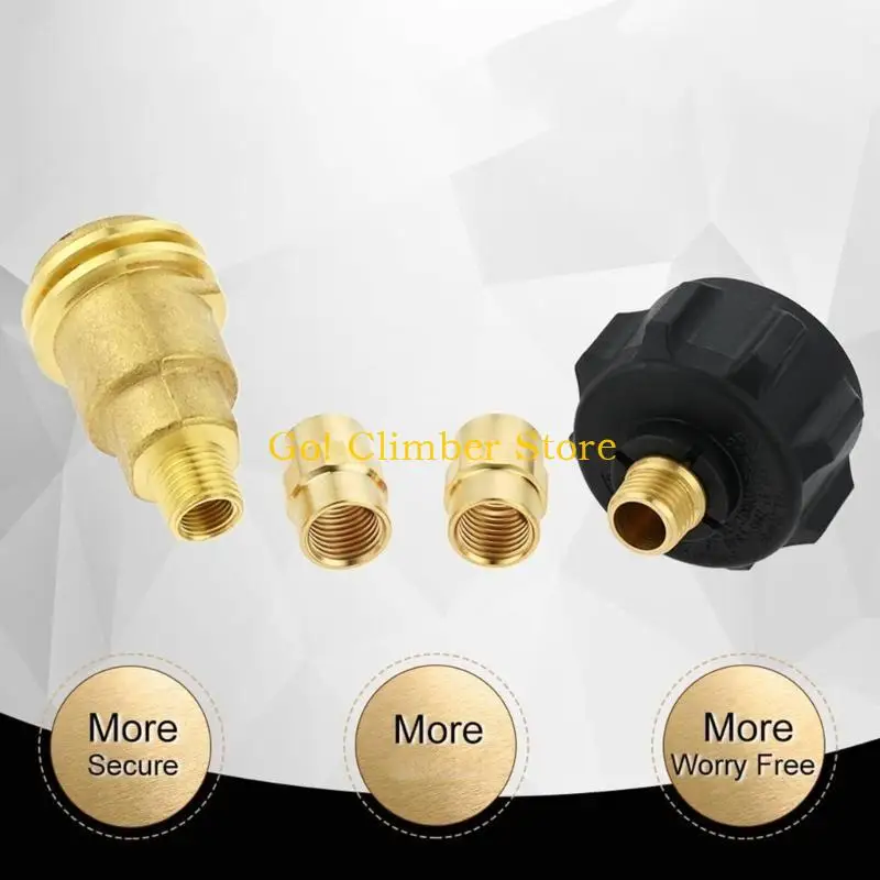 Q84C Fast Installation Propanes Adapter Set Cylinders Coupling Metal Texture for Camping Cooking Equipment and Barbecues