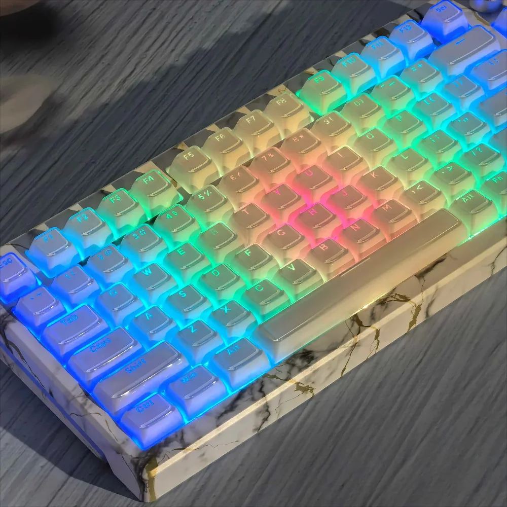 

Jelly Crystal Keycap Set PC Double Layer Translucent OEM Split Space for MX Switch 60/84/90/104/108 Mechanical Keyboards