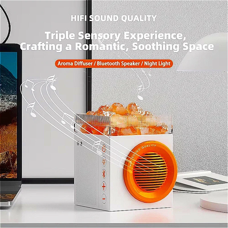 Диффузор для ароматерапии, ночник, HIFI, стереозвук, аудио с хрустальным камнем, настольный беспроводной портативный Bluetooth-динамик BT5.4