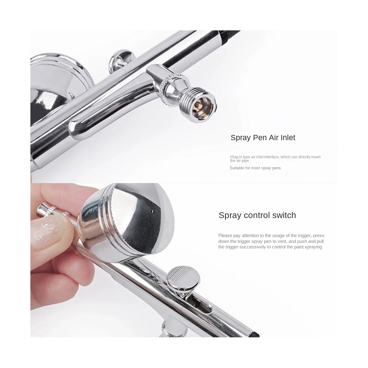 ชุดแปรงพ่นสีคู่ขนาด0.3มม. ชุดแปรงพ่นสีแอร์บรัชไฟฟ้าสำหรับภาพวาดกราฟิกอัตโนมัติ