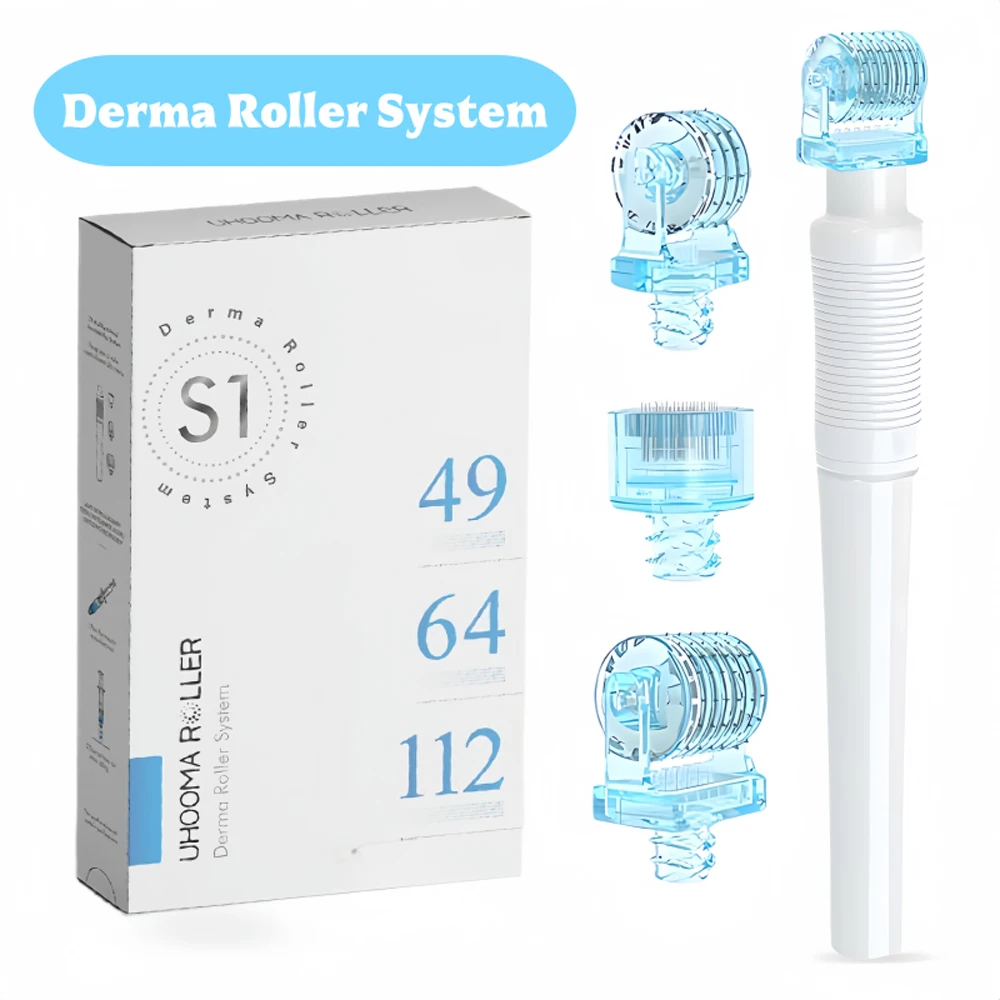 

3 In 1 Derma Roller Kit Microneedle Derma Stamp 49pin 64pin 112pin Replace Head Cartridge Needle Dermaroller Skin Care Tool
