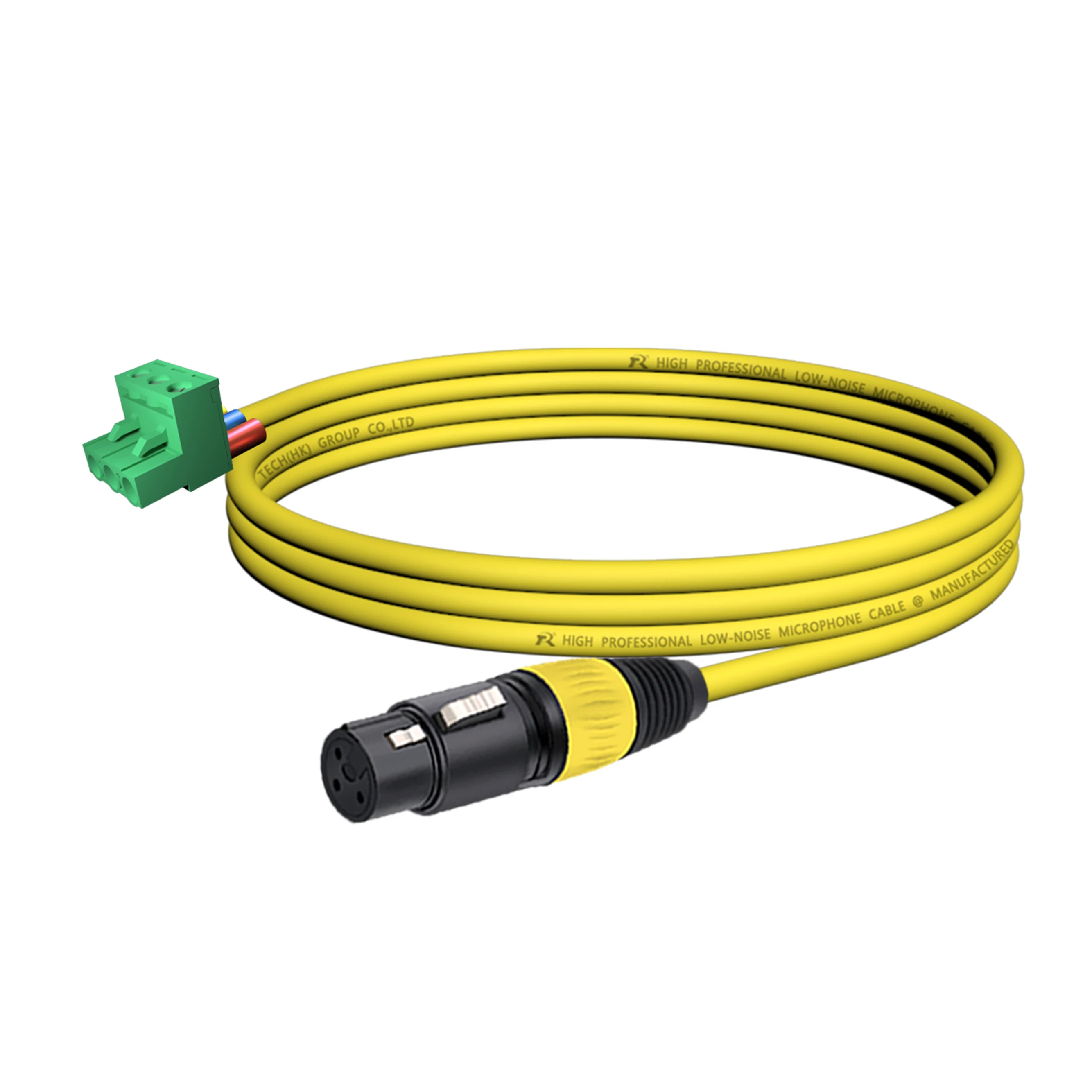 XLR-zu-PHX-Adapter, vergoldeter 3P XLR M/F zu PHX3M/2EDG 5.08 PCB Schraubklemmen-Anschlusskabel, gerändelter Endgriff, spiralförmiges Design – Detail 15