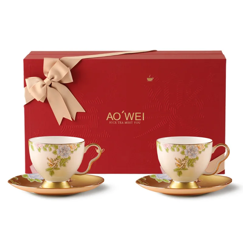 Qin Se Heming Jingdezhen Ceramic Coffee Cup and Saucer Gift Set Customized High-end