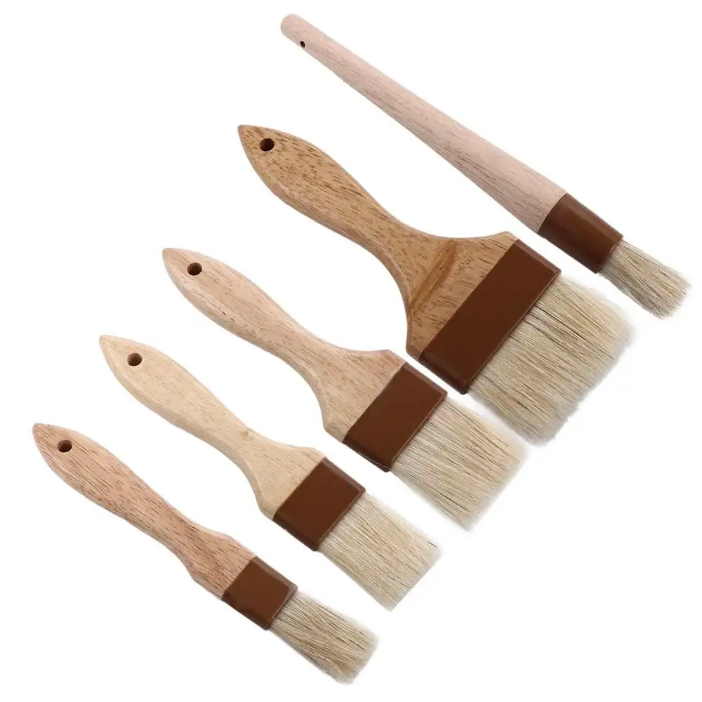

Barbecue Baking Wooden Handle Grill Boar Bristles Pastry Brush Basting Brush Sauce Baster Marinade Tool