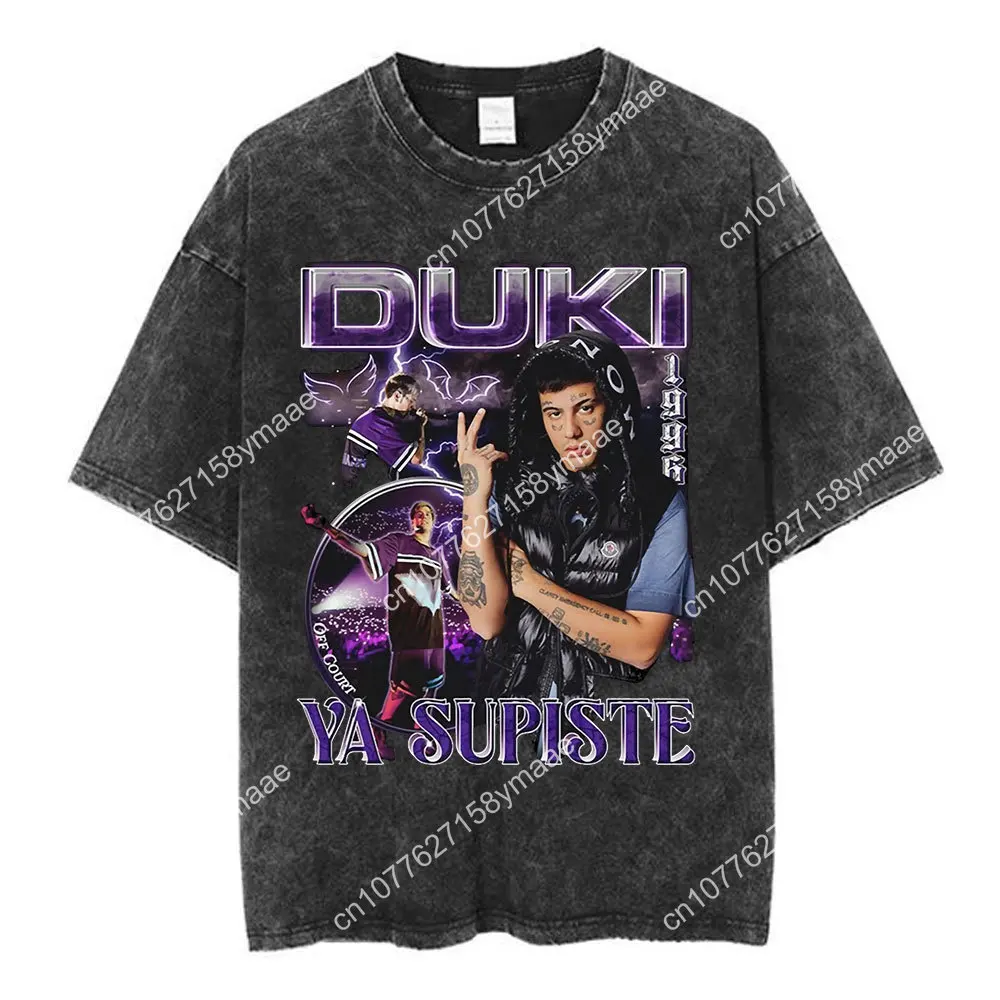 Rapper Duki Album Tour Merch T-shirt Men Women Women Vintage Washed Short Sleeve T Shirts Cotton Casual Oversized T-shirts Stree