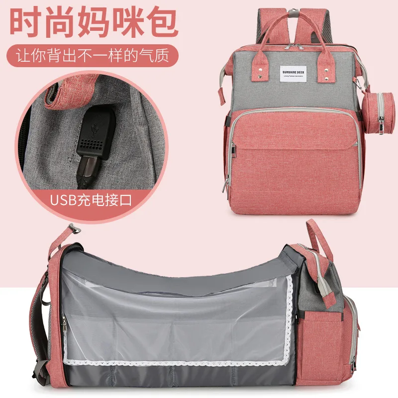 MUNIBag-Sac à Dos Pliable pour Maman, observateur, Portable, Lit CPull, Grande Capacité, Bébé, Sac de Sortie Femme