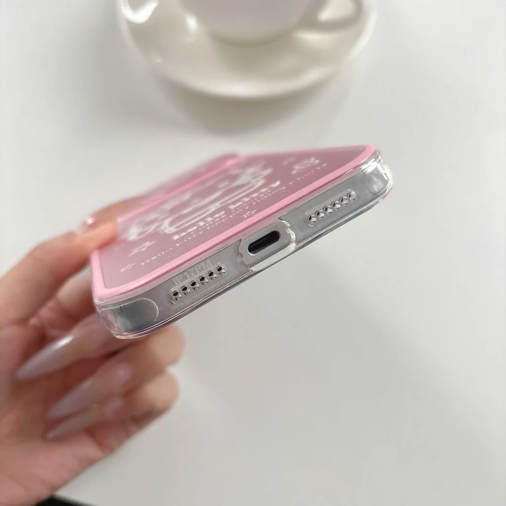 Cute Cartoon Pink Silver Bottom Star KT Head Phone Case for IPhone 15 Pro 16 17 Pro Max Shockproof Camera Protective Back Cover view 6
