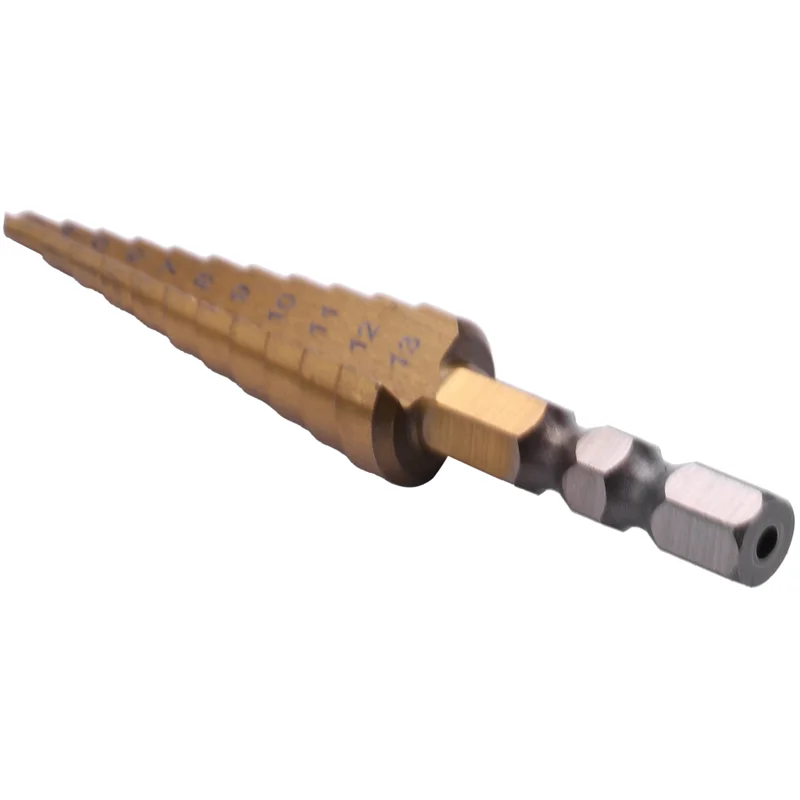AC88-5Pcs 1/4 Polegada Hex Shank HSS Aço de Alta Velocidade Titanium Revestido Step Broca 3-13Mm