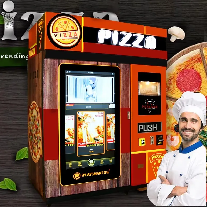 Hot Food Vending Machine Automatic Sale Mobile Pizza Instant Food With Microwave Customized Commercial Kiosk
