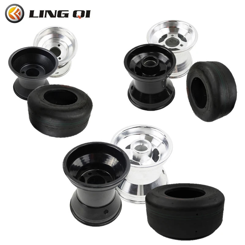 LINGQI Replacement Universal Go Kart Tires and Wheels Hub Fit For ATV Go-Kart Buggy ATV Mini-bikes Quad Bike Tires and Rims