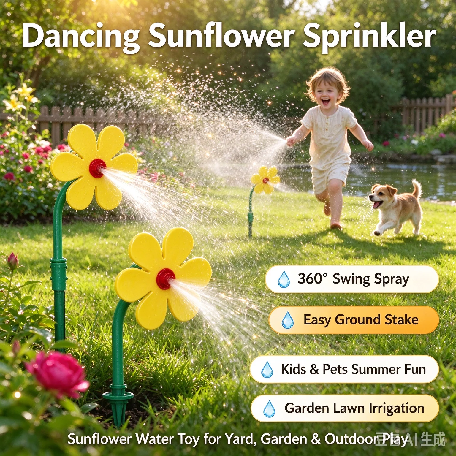 Crazy Dancing Sunflower Sprinkler Adjustable Swing Garden Water Sprayer Lawn Yard Irrigation Ground Insert Watering Nozzle