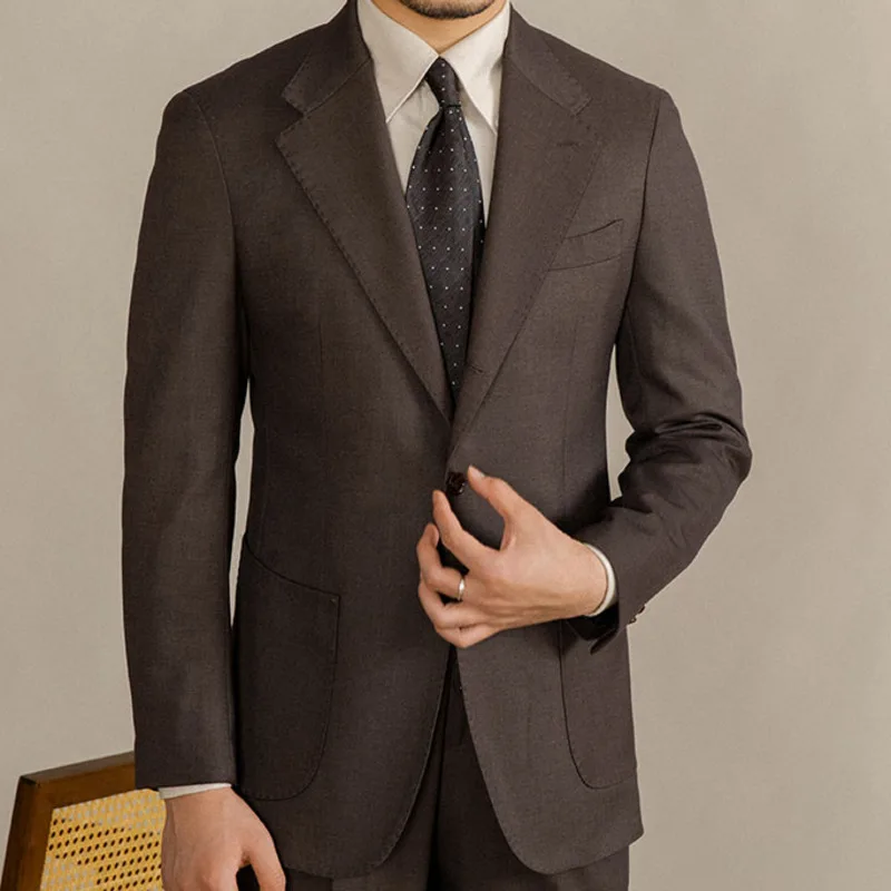 Top Quality Men Streetwear Suit Jacket Vintage Single-breasted Blazer 2023 Fall Hombre Business Casual Suit Blazer Coat Uniform