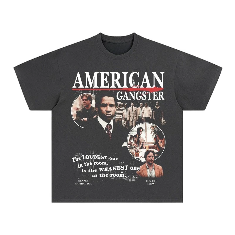 تي شيرت American Gangster American Old Retro VTG بأكمام قصيرة وحقن مباشر رقمي قابل للتنفس #1