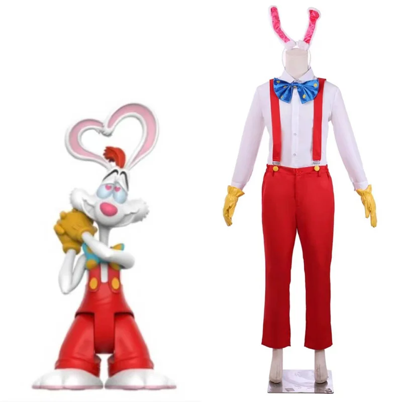 

Who Framed Roger Rabbit Cosplay Costume Men Shirt with Gloves Halloween Carnival Outfits