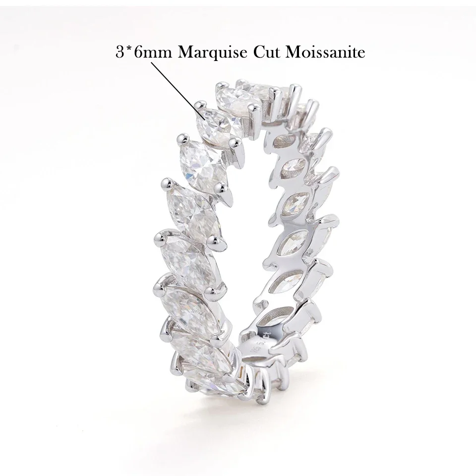 3*6mm Marquise Cut Full Moissanite Rings For Women D Color Diamond Engagement Wedding Band S925 Sterling Silver Jewelry With GRA