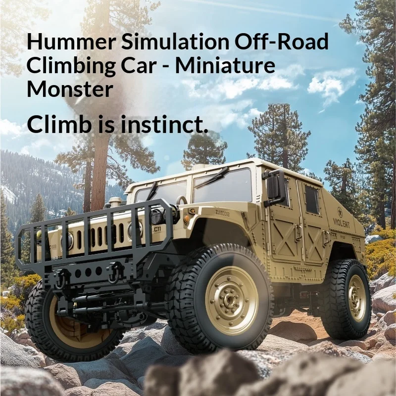 RC Remote Control Rock Crawler Full Proportional 4WD Military Style All Terrain Off Road Truck Electric Hobby Toy Outdoor