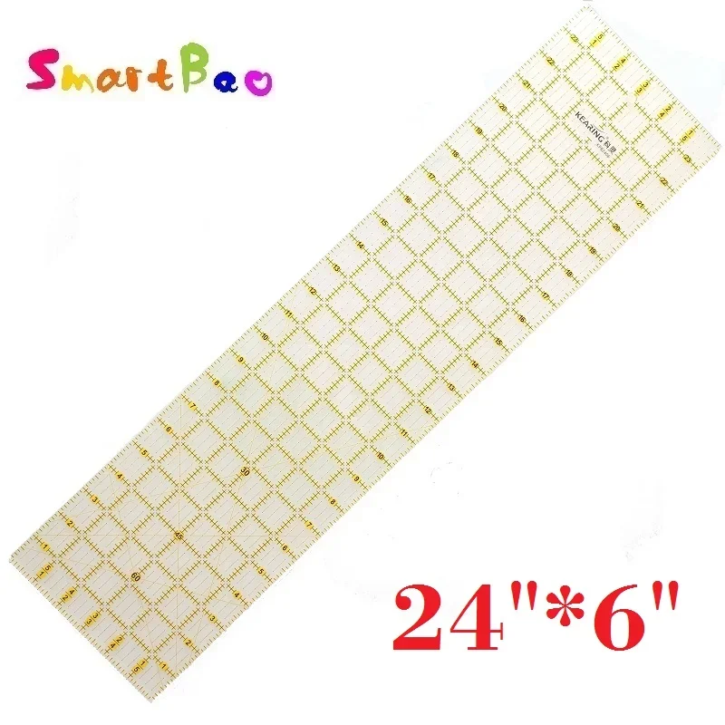 Acrylic Quilting Patchwork Ruler with Double Colored Grid Lines for Easy Precision Cutting, For Sewing Crafting, 3mm Thickness