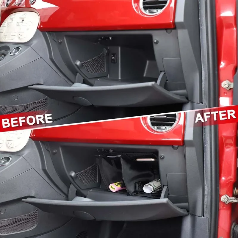 أكسفورد القماش صندوق القفازات سيارة متعددة الأغراض مقسم حقيبة التخزين لشركة فيات 500 2007-2015 المنظم مرتبة حقيبة جيب اكسسوارات السيارات #5