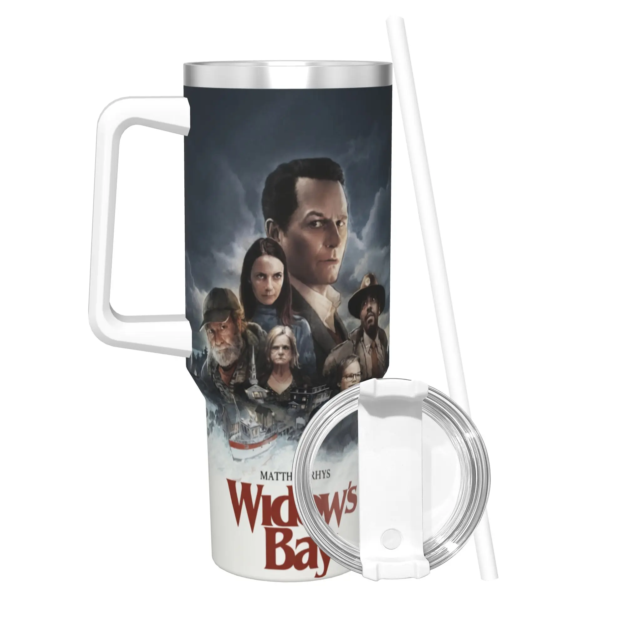 Widow's Bay Horror Movie 2026 Tumbler With Straw  Stainless Steel Mug Double Wall Vacuum Insulated for Cold Or Hot 40oz