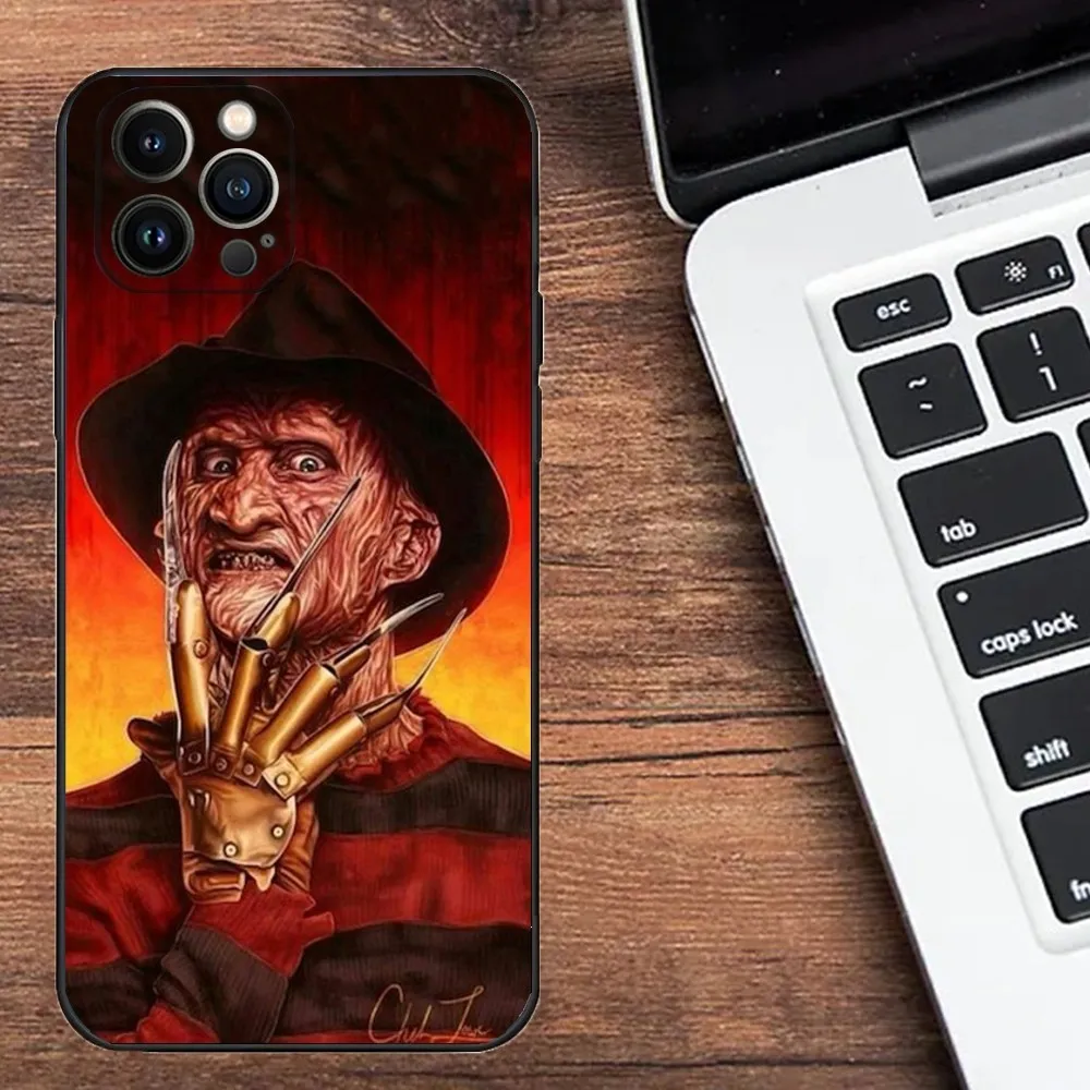 F-Freddy Krueger Horror Phone Case For Apple iPhone 15,14,13,12,11,XS,XR,X,8,7,Pro,Max,Plus,mini Silicone Black Cover