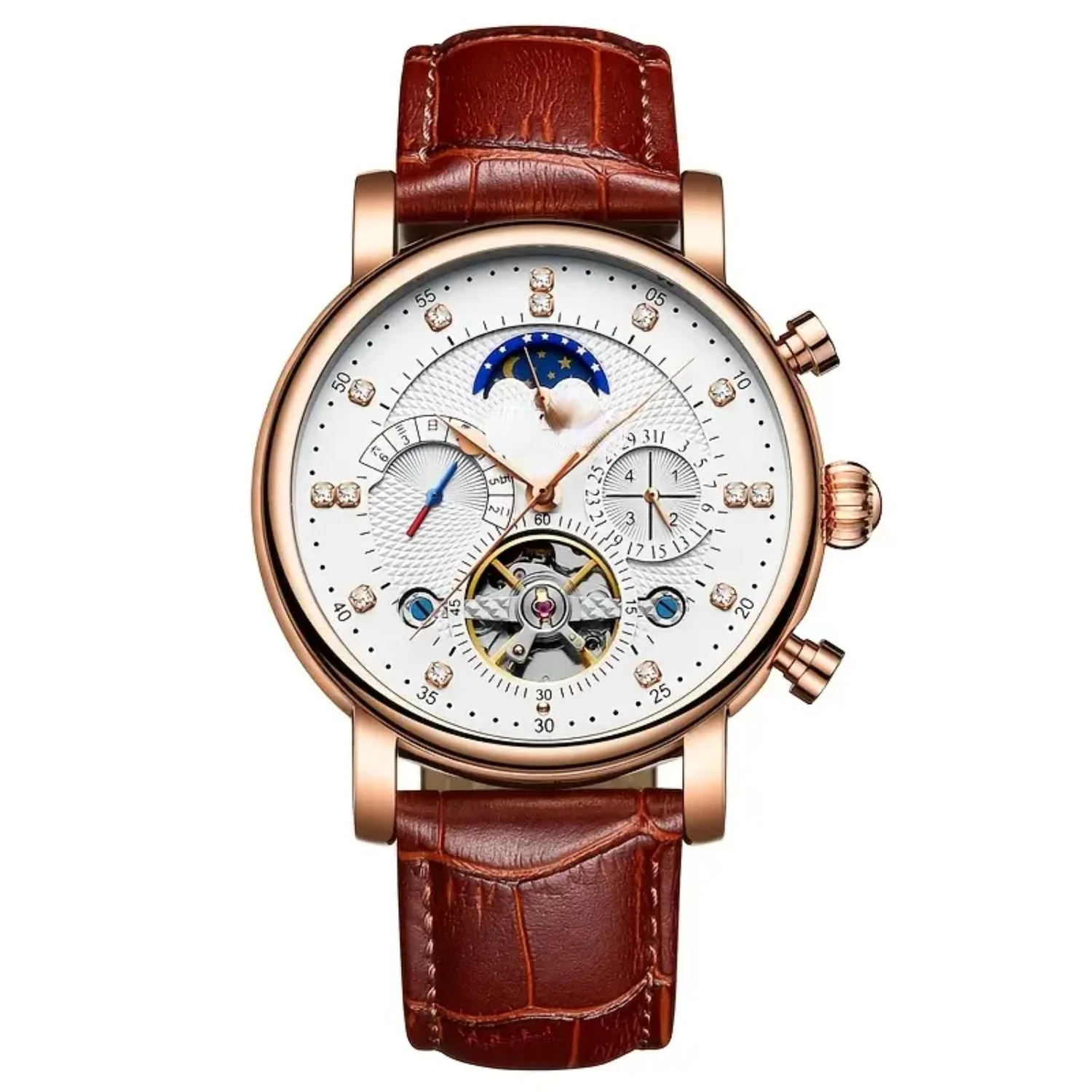 

Automatic Sleek Black Mens Skeleton Mechanical Watch with Stainless Steel Band and Sapphire Crystal Luxurious Silver Mens Skel