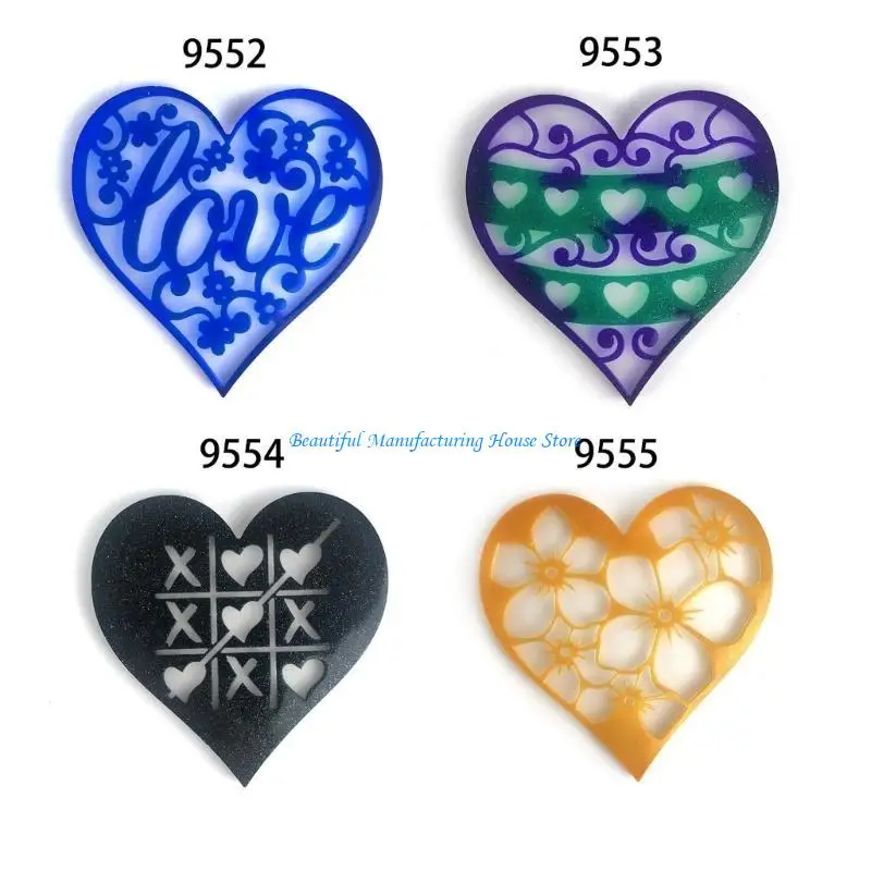 E56A قالب مفرش إيبوكسي على شكل قلب الحب مناسب لتزيين المنزل وصينية النبيذ على الطاولة