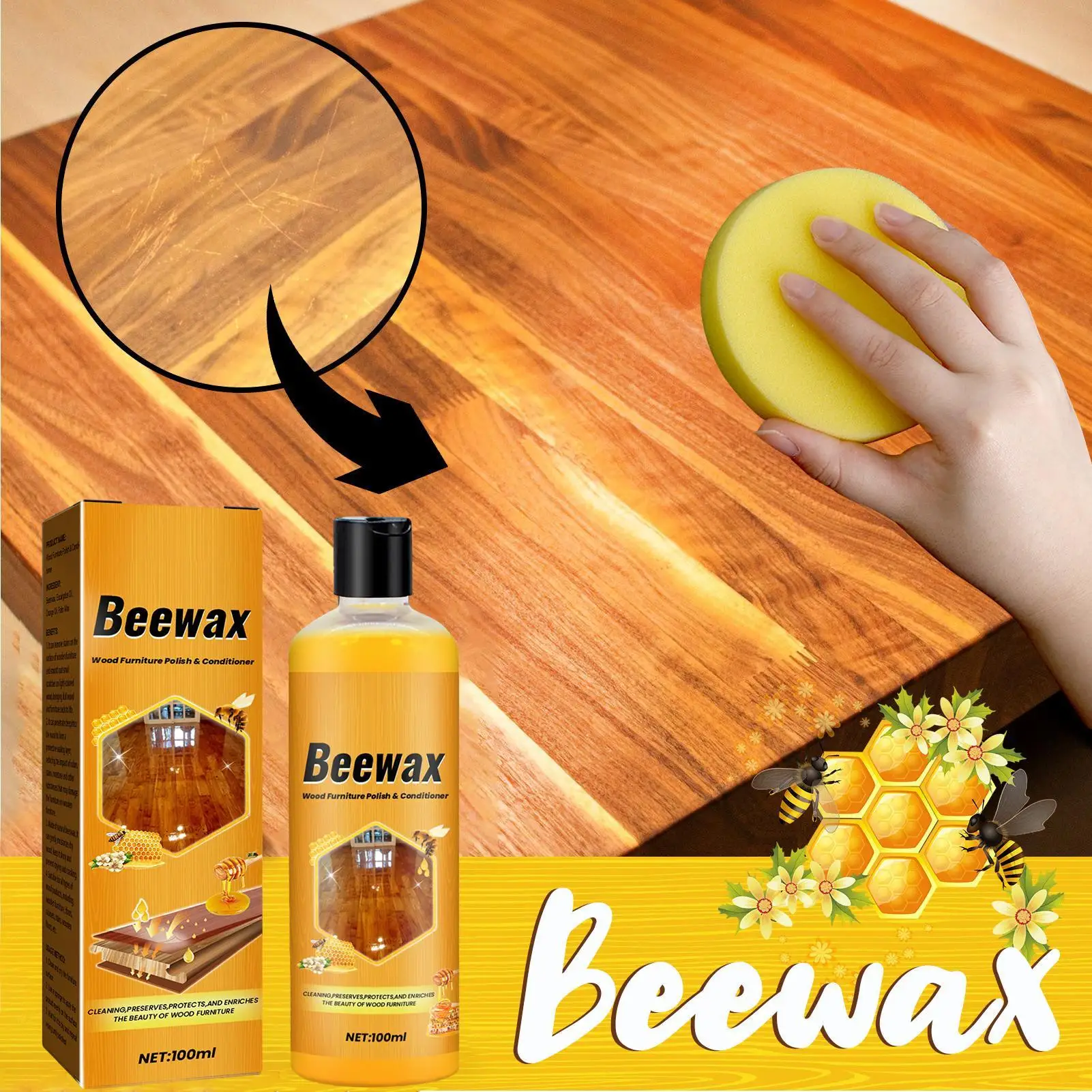 100ml Natural Wood PolishBeeswax Spray Bees Wax Furniture Polishing Cleaner Agent For Furniture Protective Wood Cleaner