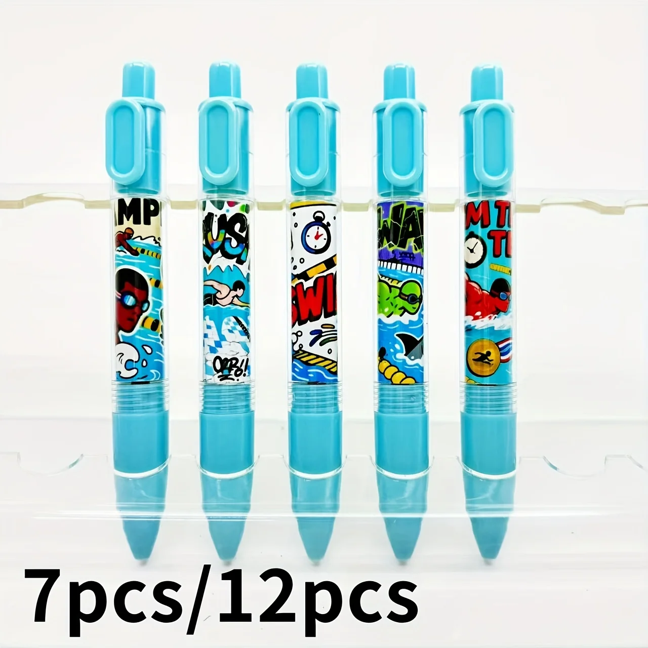 

7 шт./12 шт. шариковые ручки с надписью для плавания, волновая скорость, выдвижные шариковые ручки для рисования, школьные сезонные ручки для письма для студентов