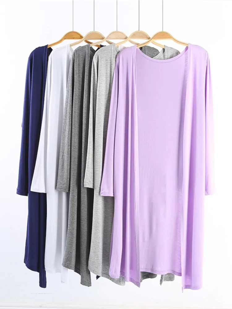 Solid Color Long Sleeve Loose Open Front Cardigan for Classical Dance Performance or Rehearsal Cover-Up