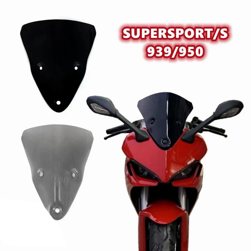 Motorcycle Windshield Windscreen for DUCATI 939 950 Supersport 939S 950S Super Sport S Refit Black Wind 2017-2022,Black