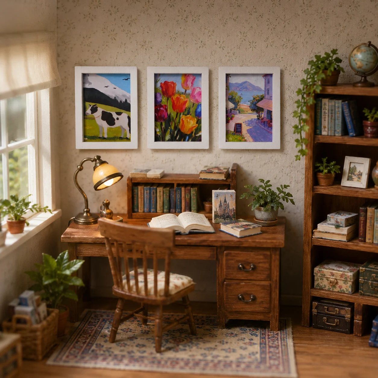 3 pcs /1 Set Miniature Decorative Picture Frames, Micro World Scene Ornaments, Simulation Oil Painting Playhouse Accessories