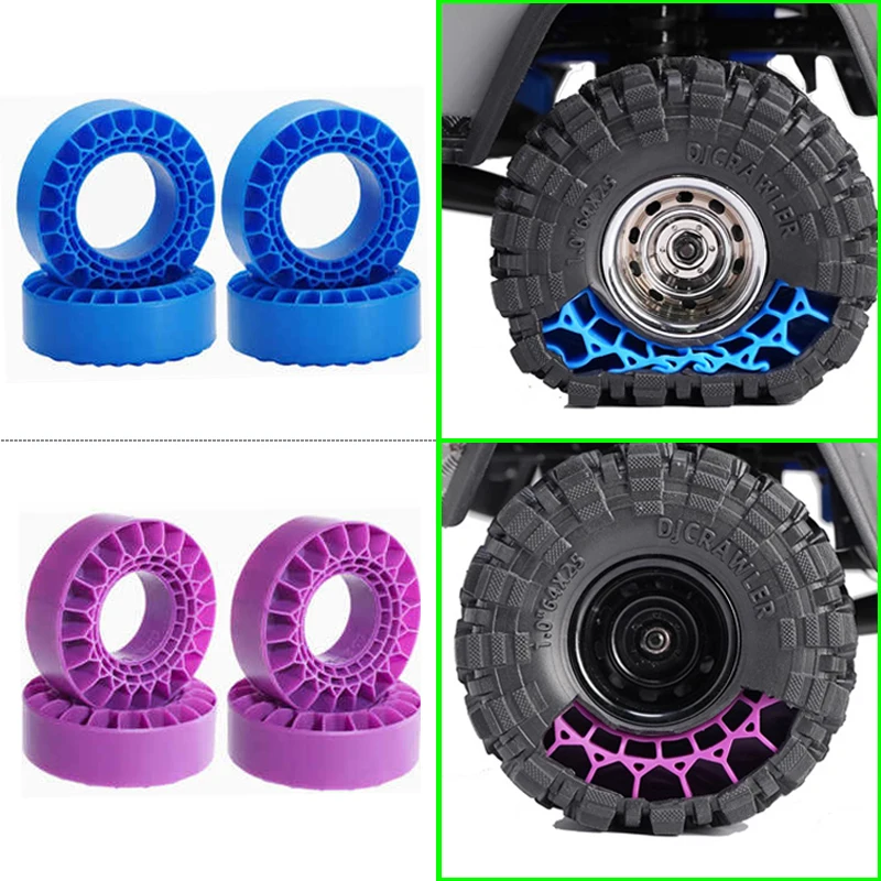 2 Pair 1.3 Inches Rubber Mud Tires with Silicone Double-section Sponge for 1/18 RC Crawler TRX4-M SCX24 FMS