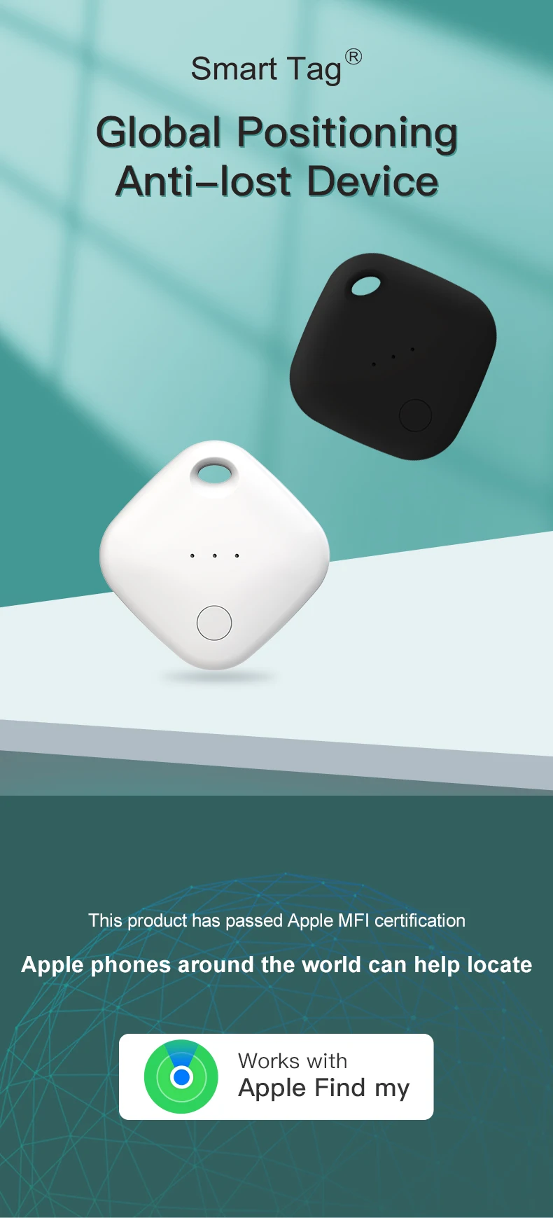Smart Tag Bluetooth-Tracker, Positionierung, Gepäckfinder, Smart-Tracker-Gerät, spezieller Ortungsfinder für Apple Find My App, IOS-System – Detail 1