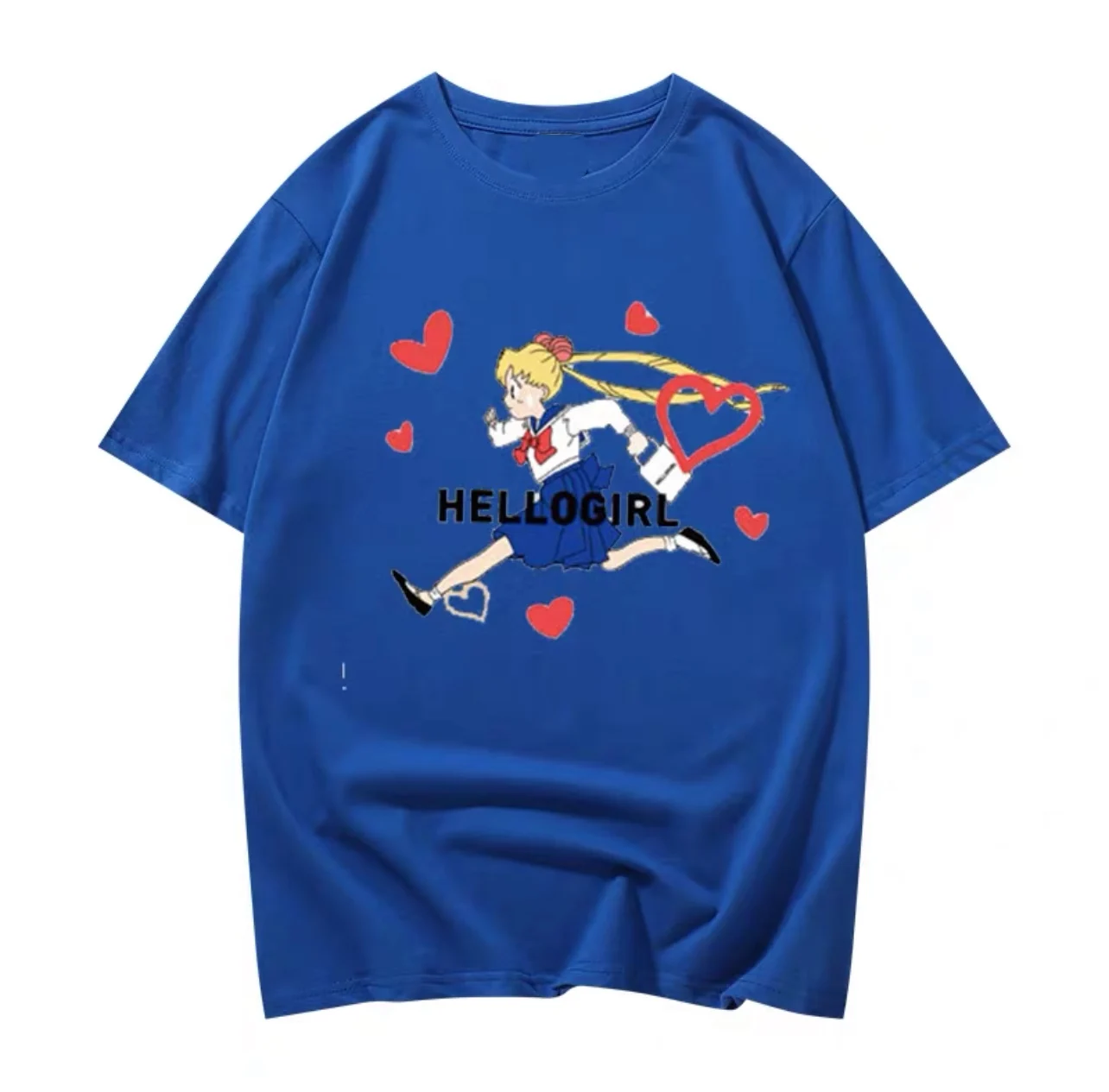 Summer New Sailor Moon Cartoon Short Sleeve Shoulder T-Shirt Women\'s Loose Half Sleeve Top Trendy New