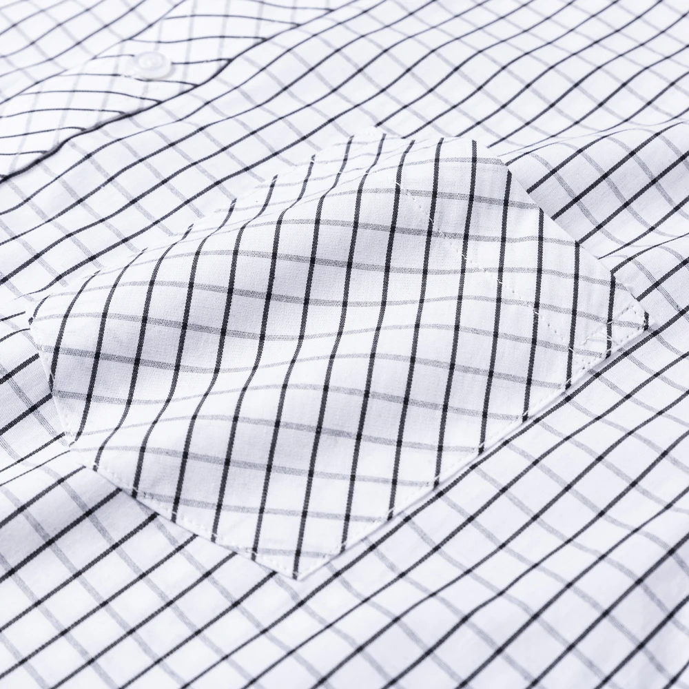 Men's British Casual Cotton Plaid Short Sleeve Shirt - Lightweight Summer Checkered Button-Up with Pocket For Daily Outerwear