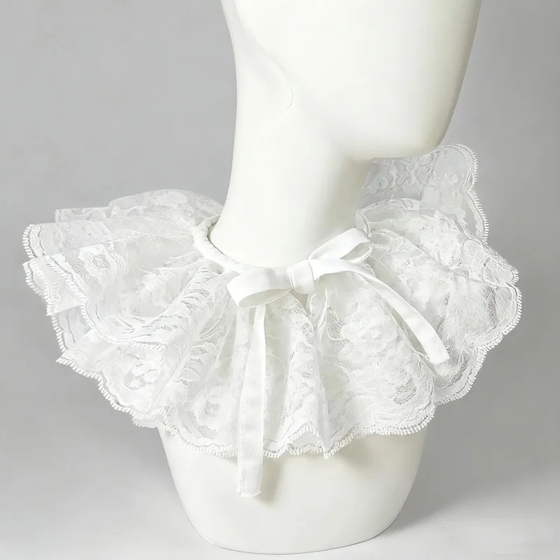 Vintage Multi‑Layer Ruffled Lace Fake Collar Detachable Decor Collar for Suit Dress Shirt Women Accessory