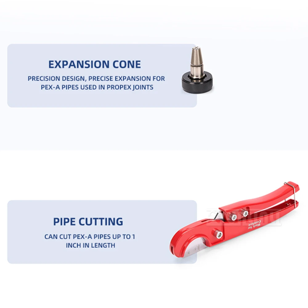 Rotary Manual  Pipe Expander Tool Kit,1 4/3 2/1inch Expansion Heads for PEX Tubing, Hand Flaring Tool for Plumbing  Heating